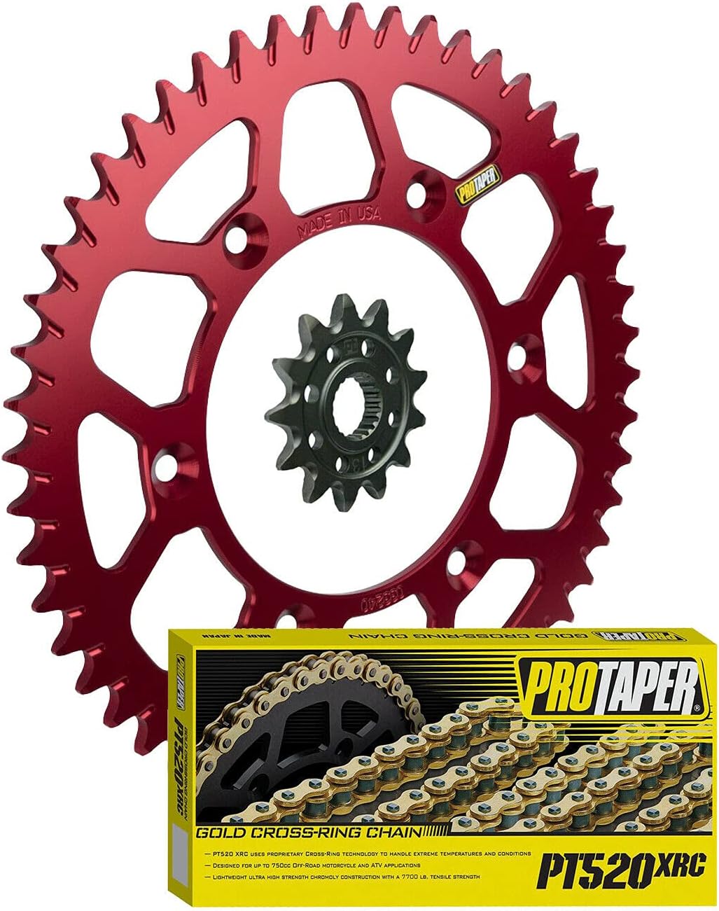 Pro Taper Front & Rear Sprockets & PT520XRC Chain Kit - 13/47 - Compatible with Honda CRF450R, CRF450RX 2002 to present & CRF450X 2005 to 2017