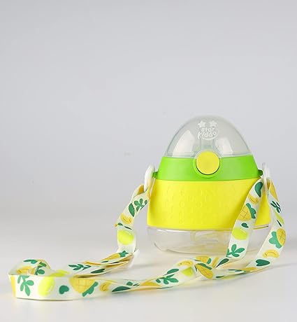 StarKiddo Citrus Training Sipper Bottle with Weighted Straw and Strap- Spill-Proof - Suitable for Babies 12+ Months - Tritan Material - Cute Fruit Shape - 280ml (Citcus Yellow)