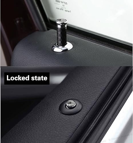 Miniatura 7 de ZKFAR 4 pomos de bloqueo de puerta de modificación de automóvil con bandera estadounidense, cubierta de pasador de puerta de metal de fibra de