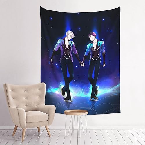 Yuri On Ice - Tapiz de animación de escena novedosa para pared, decoración artística para fiesta, sala de estar, 29 x 37 pulgadas