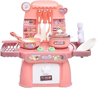 Plastic Lighting Puzzle Kichen Set With Sound And Turn On Off Button For Kids - Multi Color