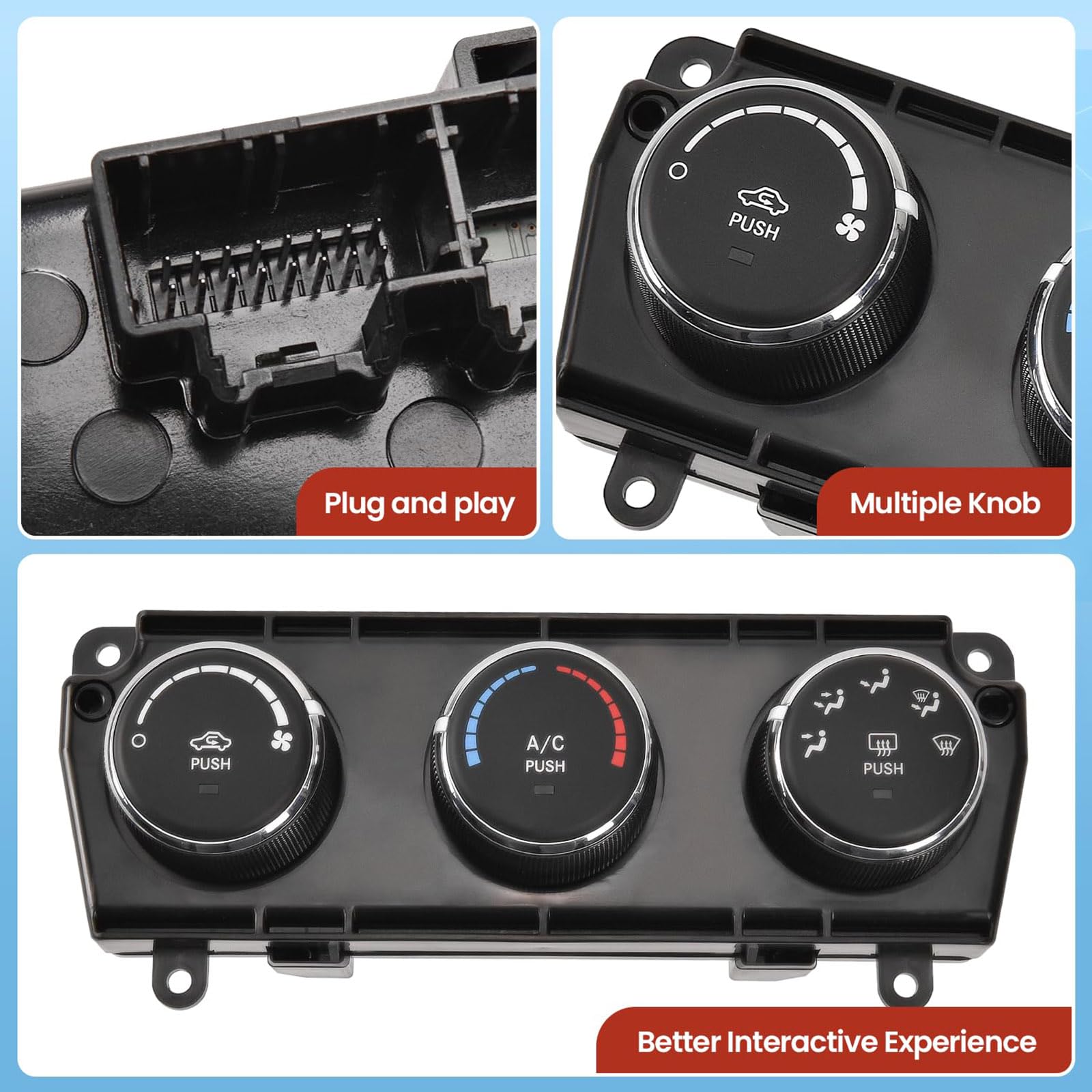 Módulo de control de clima de ajuste directo, panel de control automotriz ABS resistente, reemplazo de fijación para panel 68197433AB, fácil instalación