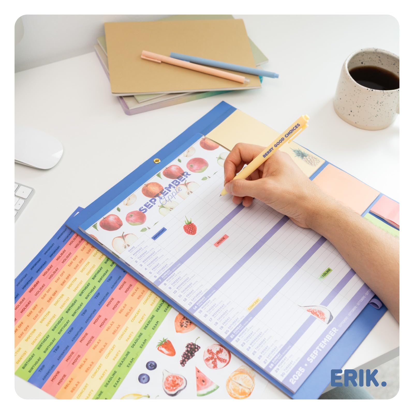 Calendrier Magnétique Frigo Fruits 2025-2026 | Planificateur Mensuel 16 mois Grupo Erik