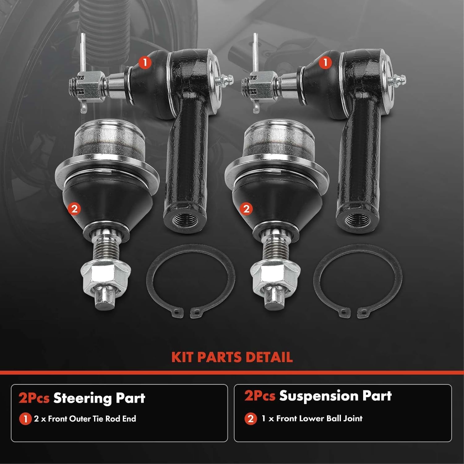 A-Premium Set of 4, Front Lower Ball Joint, Outer Tie Rod End, Compatible with Ford F-150 2004-2008, Lincoln Mark LT 2006-2008