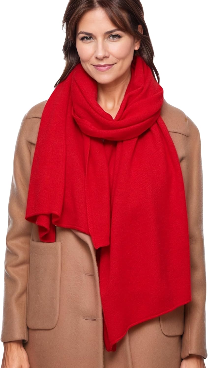 Sjaal van merinowol in Licht bruin melange - €59.99