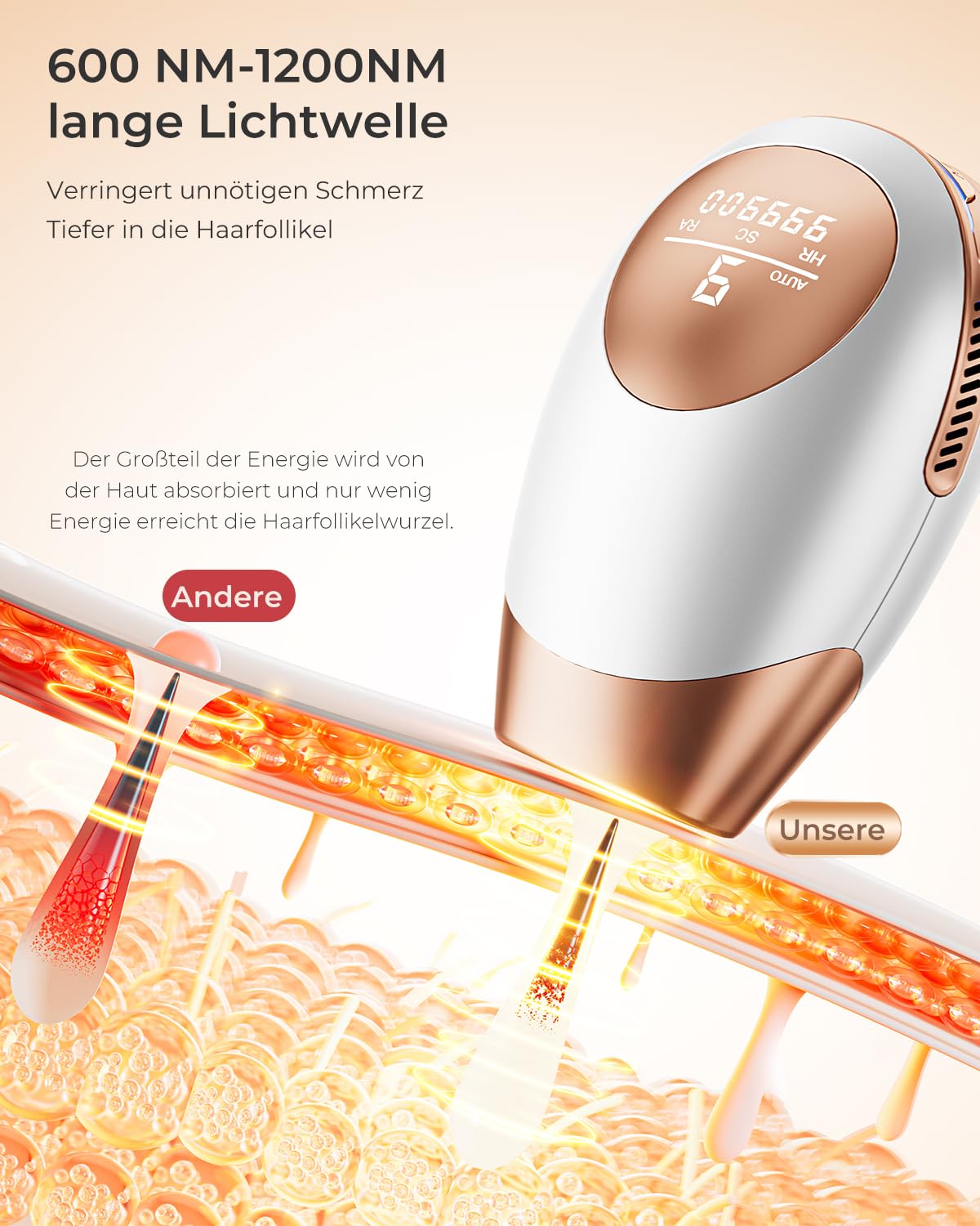 IPL Epilatore Luce Pulsata, 3 in 1 Laser Epilatore a Luce Pulsata Efficiente 600NM-1200NM Laser Depilazione, 9 livelli di Energia, 999,900 Luce Pulsata per Donne, Viso, Ascelle, Corpo