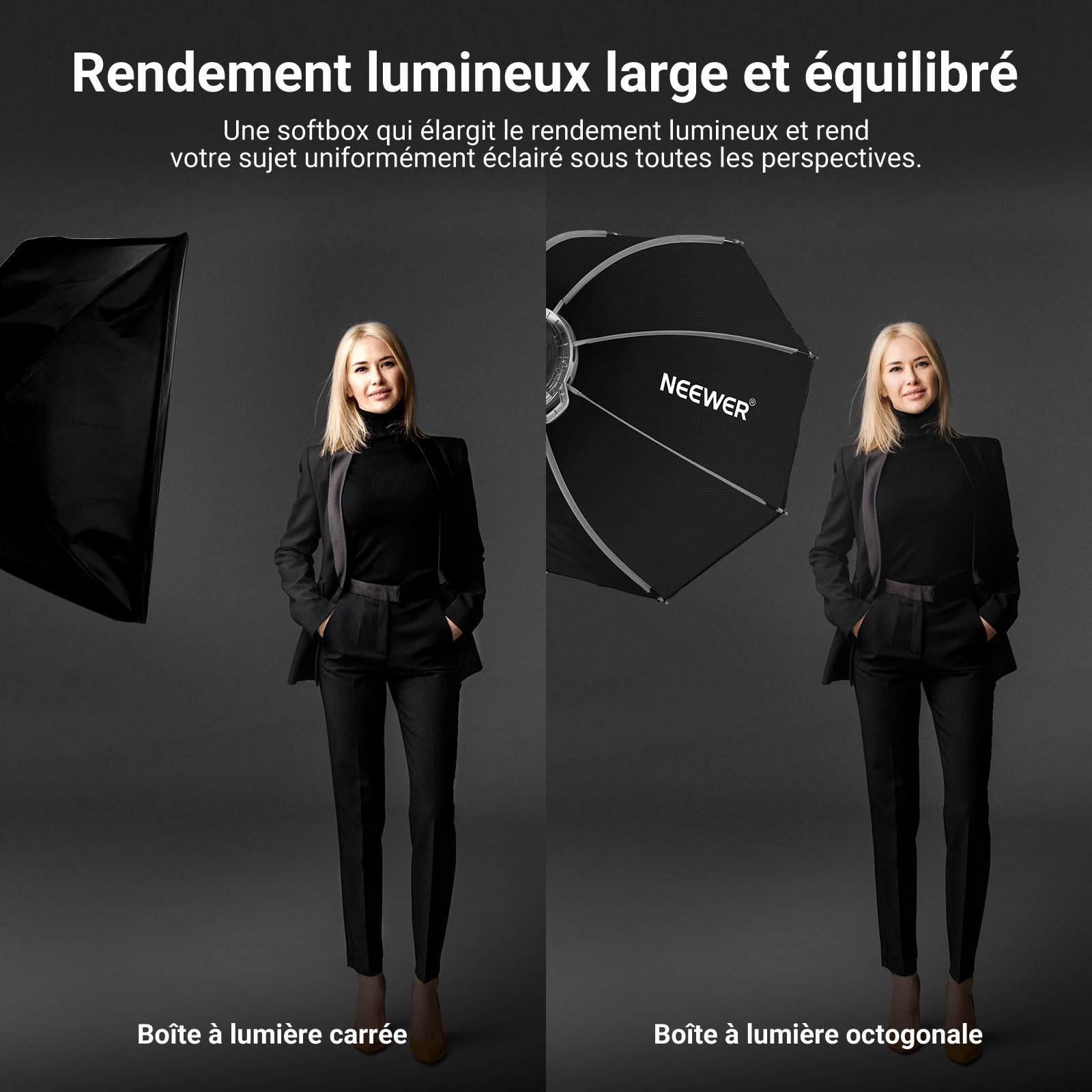 NEEWER Basics Softbox Parabolique,25,6" Monture Bowens, Diffuseurs/Grille/Sac Inclus, Compatible avec Aputure 150c, Compatible avec Godox SL60w NEEWER FS300C FS230C FS150B HB80C CB200C Q6 Q300, NS63P