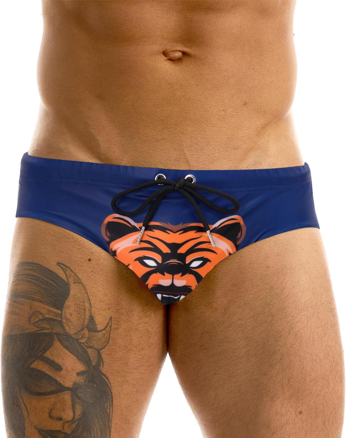 MIZOK Mens Sexy Bikini Swimwear Bear Animal Print Swimsuit Low Rise Gay Swim Briefs