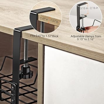 Under Desk Cable Management Tray L 14.9'' W 5.9'' | Organizer for Cord Wire Desk Table Rack, No Drill Installation, For Home Office Workstation, For PC Computer Desktop Laptop