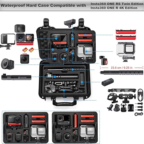 Miniatura 2 de Lekufee Funda rígida portátil impermeable compatible con cámara de acción Insta360 ONE RS/Insta360 ONE R y accesorios (solo funda), Negro -, Funda