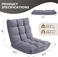 Vista 3 de Silla plegable para juegos de suelo de 14 posiciones, acolchada y ajustable, con algodón transpirable y terciopelo coral agradable a la piel