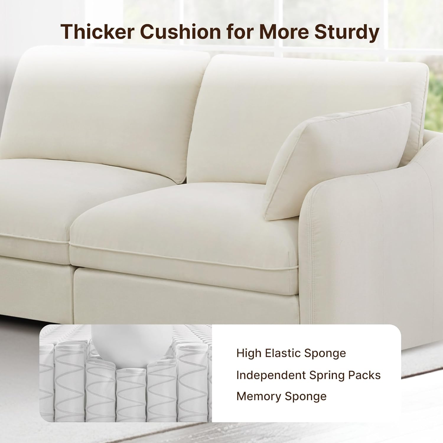 113" Cloud Sectional Couches for Living Room,L Shaped Oversized Modular Modern Line... - Image 7