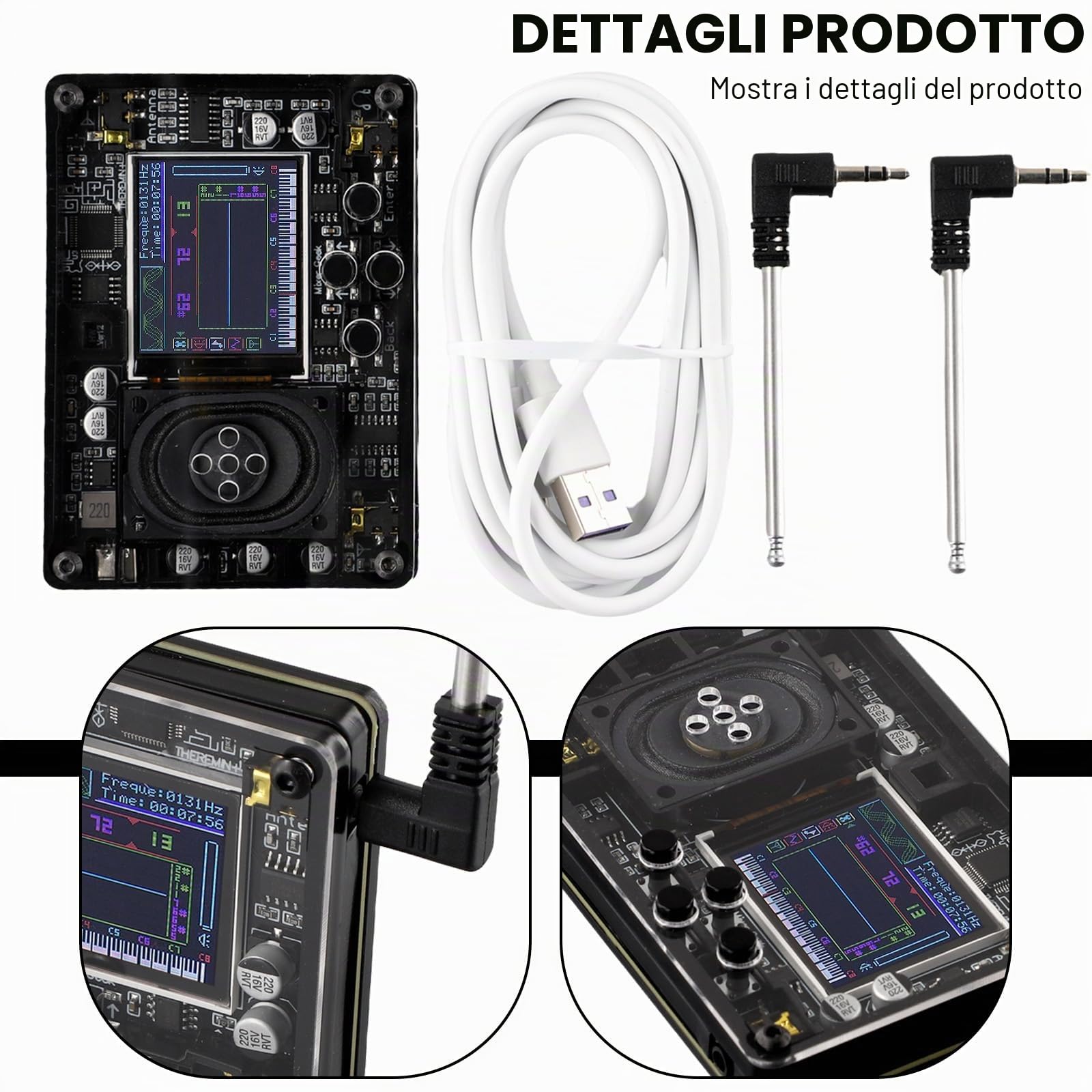 Mini Theremin, Strumento Creativo Elettronico con Display a Colori, Sintetizzatore Elettronico Tascabile, Strumento Musicale Sintetizzatore