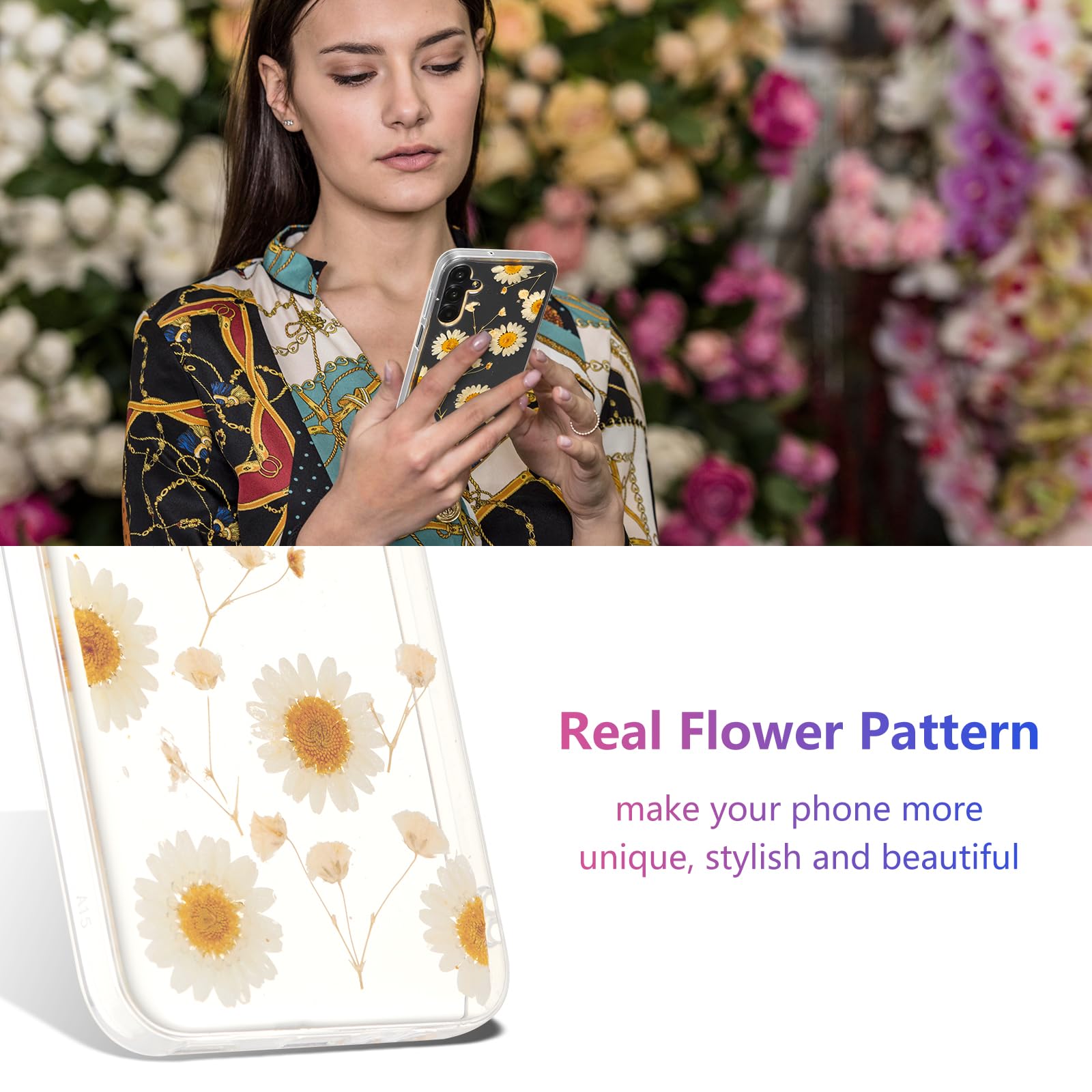 Amazon.co.jp: XIZYO Samsung Galaxy A15 ケース キュート フローラル
