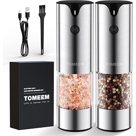 HexClad Electric Salt and Pepper Grinder Set with Rechargeable and Adjustable Coarseness