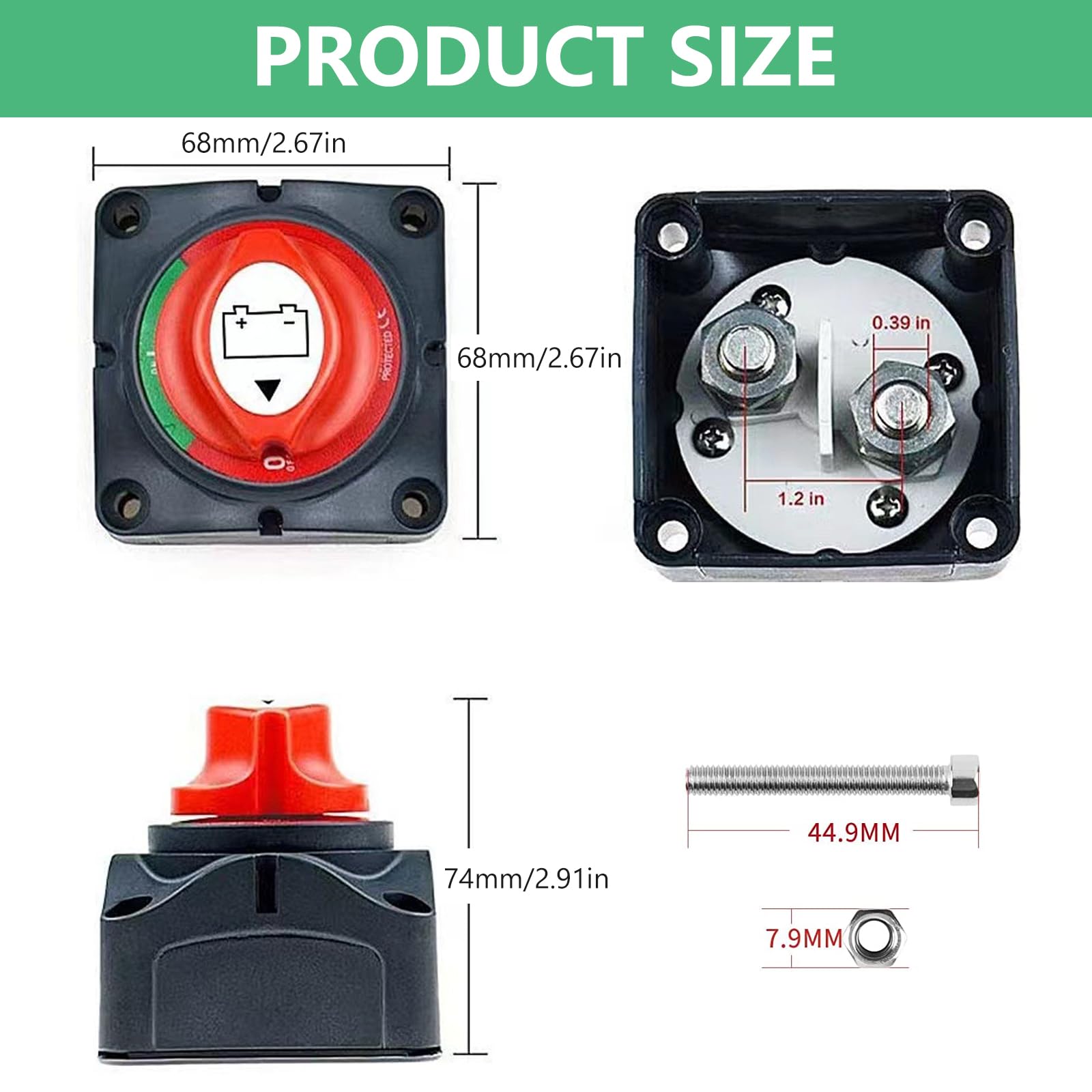 Interruttore Isolatore Batteria,2 Pezzi 12V-24V Interruttore Stacca Batteria,Sezionatore Batteria,Interruttore Di Isolamento Della Batteria Per Auto,Camion,Barche,Yacht,Camper