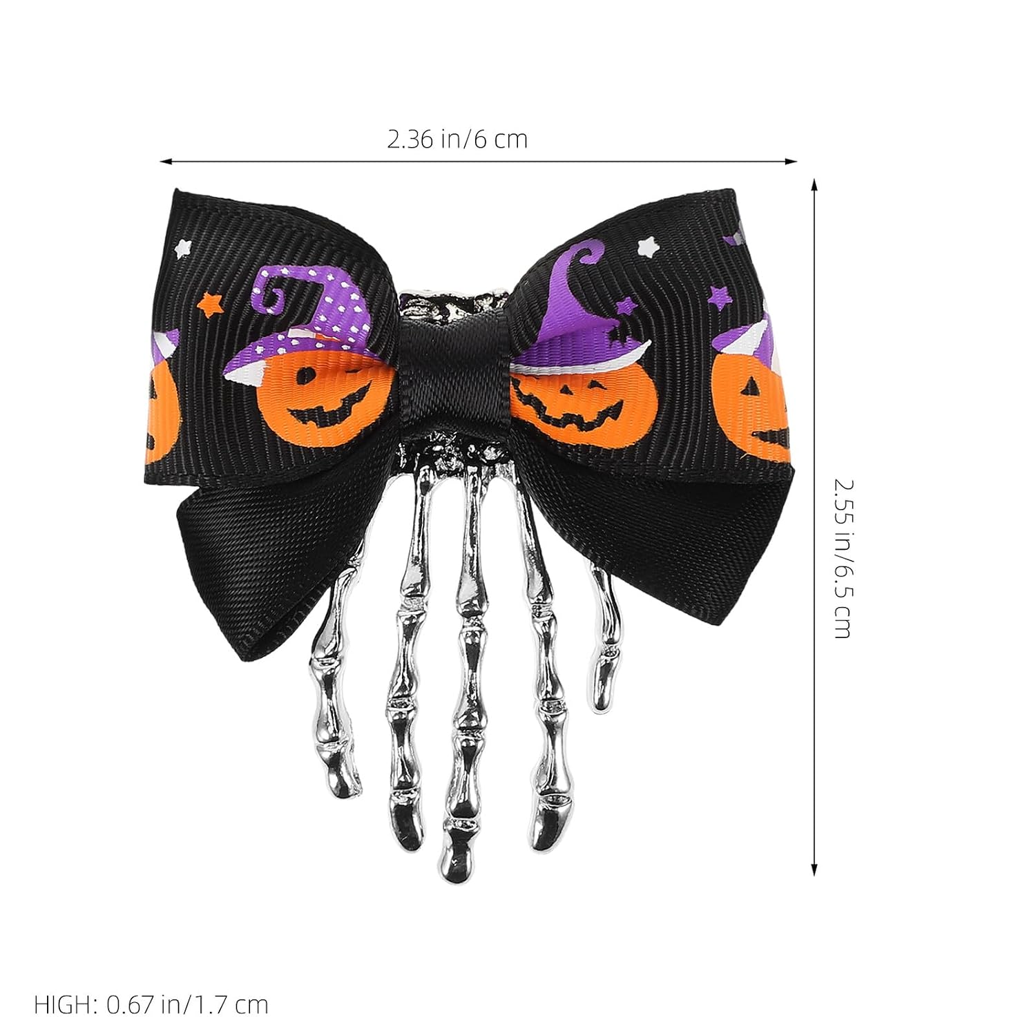 Operitacx Halloween Skeleton Hair Clip Bow Hairpin Skull Hair Accessories Gothic Clip for Women Halloween Party