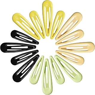 Metal Snap Hair Clips, No Slip Hair Clips for Thick/Thin Hair, 16pcs Medium Barrettes for Women Kids Hairstyle Makeup Accessories (8pcs 2.36inch & 8pcs 2.7inch) (Green Yellow)