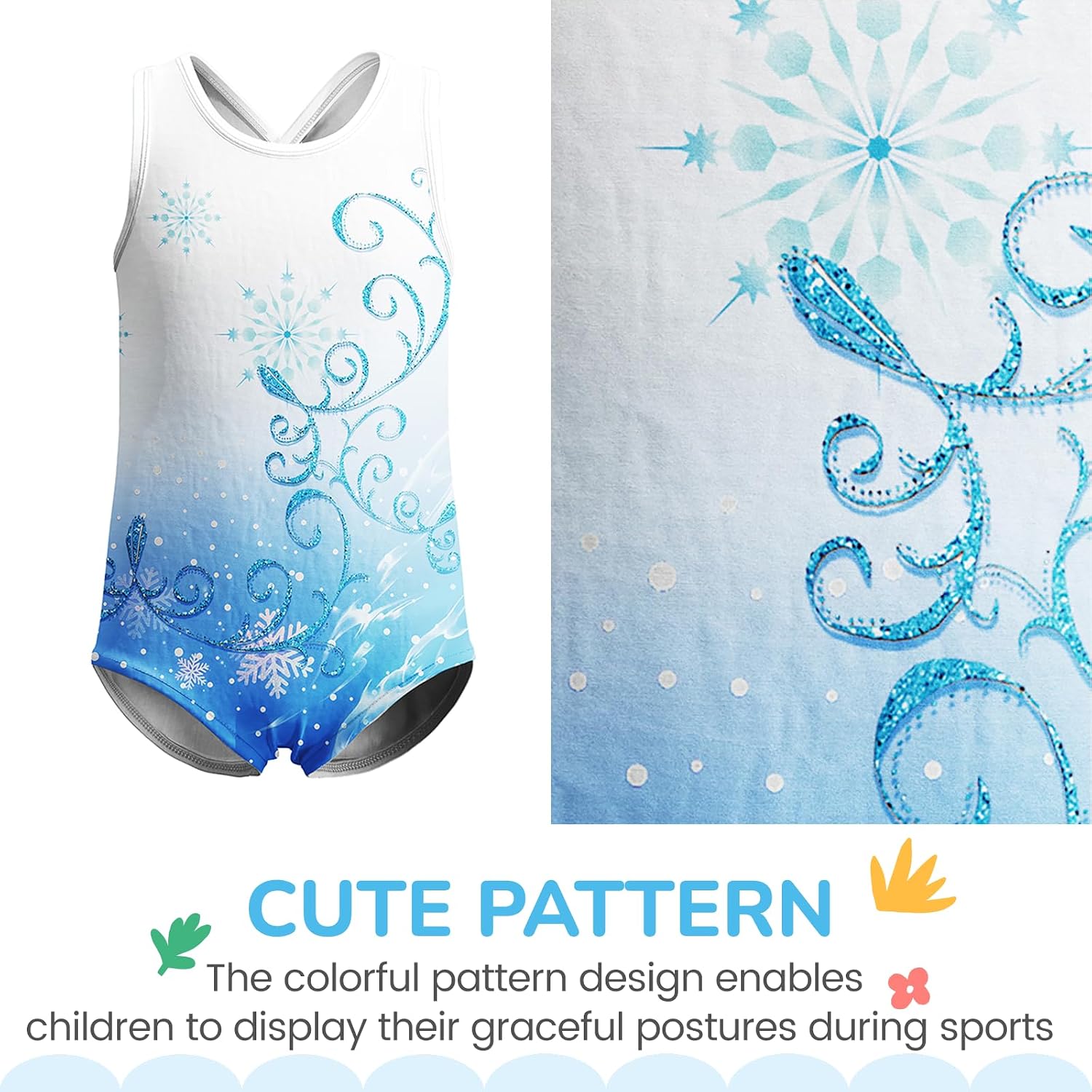 LQSZ Gymnastics Leotards for girls with Gym Shorts Sparkly Ballet Dance Sleeveless Cross-back Toddler Unitards 3-12 Years