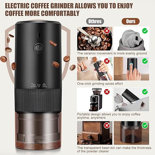 Miniatura 3 de DDSKY Molinillo de café eléctrico, molinillo de café de rebabas, molinillo de granos de café de acero inoxidable para un ajuste preciso de los