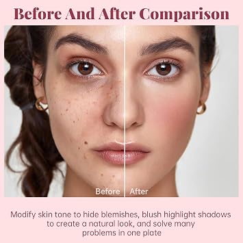 Noerrors 12 Colors Cream Blush Palette, Long Lasting Matte Blush Contour Highlight Palette Waterproof Smudge Proof Blendable Full Coverage Blush Palette Makeup with Brush