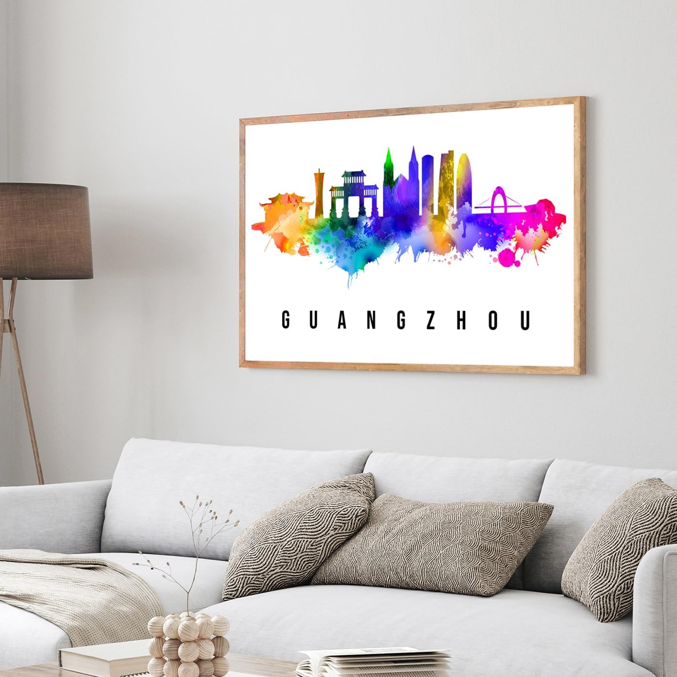 Pera Print China Poster, China-Guangzhou Poster, China Illustration Skyline City Poster, Modern Skyline Poster, Cityscape and Landmark Print, Home-Office Wall Art Decoration
