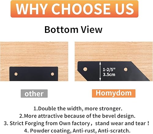 Miniatura 2 de Soportes flotantes para estantes de 6 pulgadas para tablero de 6 a 8 pulgadas, soportes decorativos curvados de ángulo plano, estantes industriales