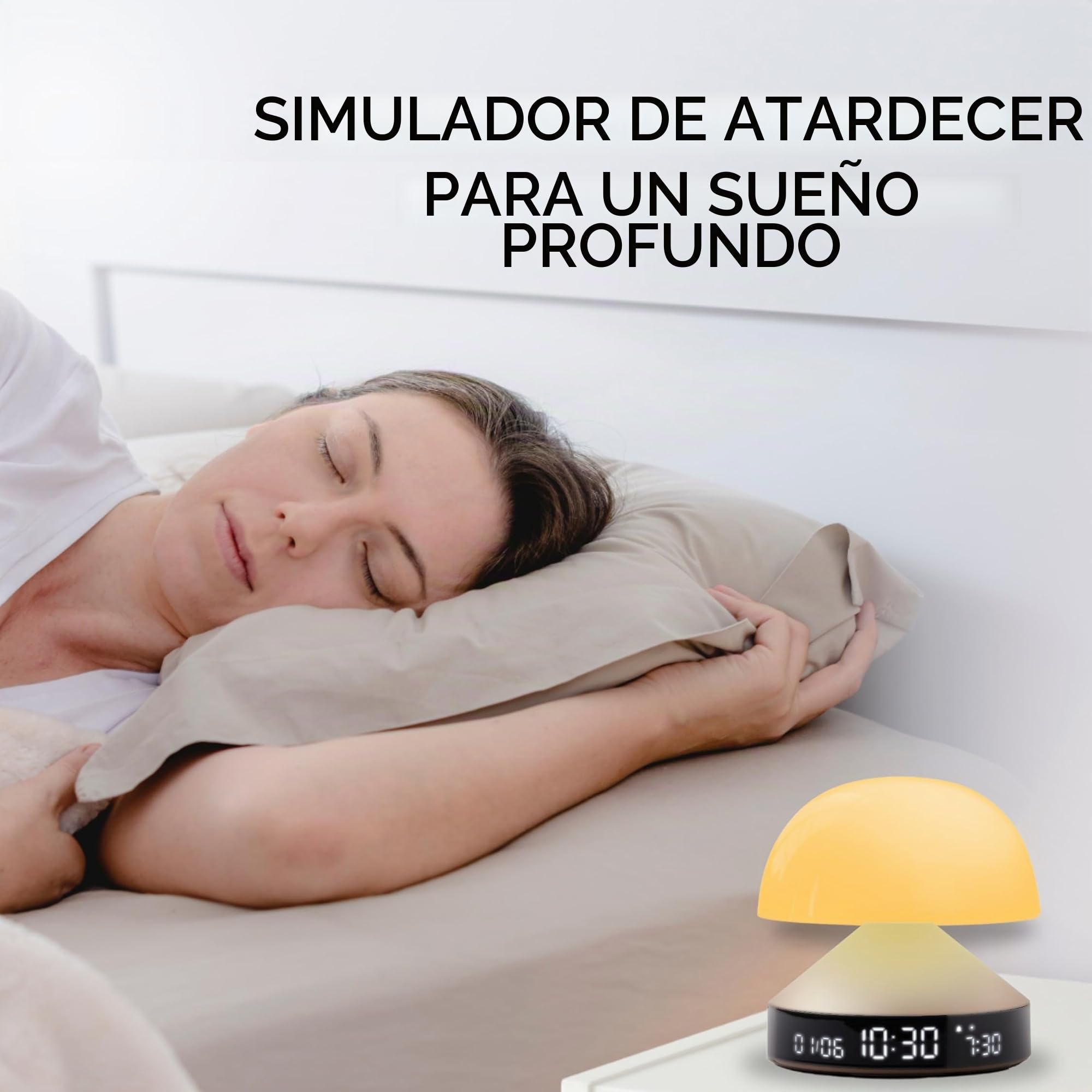 Lexon Mina Sunrise Despertador Luminoso de mañana, simulador de Amanecer y anochecer, 5 Sonidos Naturales, lámpara de Noche LED, luz Nocturna y Terapia de luz - Metal Oscuro