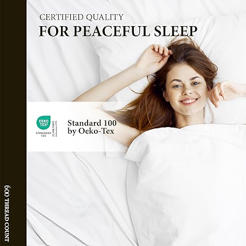 Miniatura 6 de Ashton Sheets Juego de sábanas 100% de algodón egipcio tamaño King, juego de sábanas de algodón egipcio de 600 hilos para cama tamaño King (4