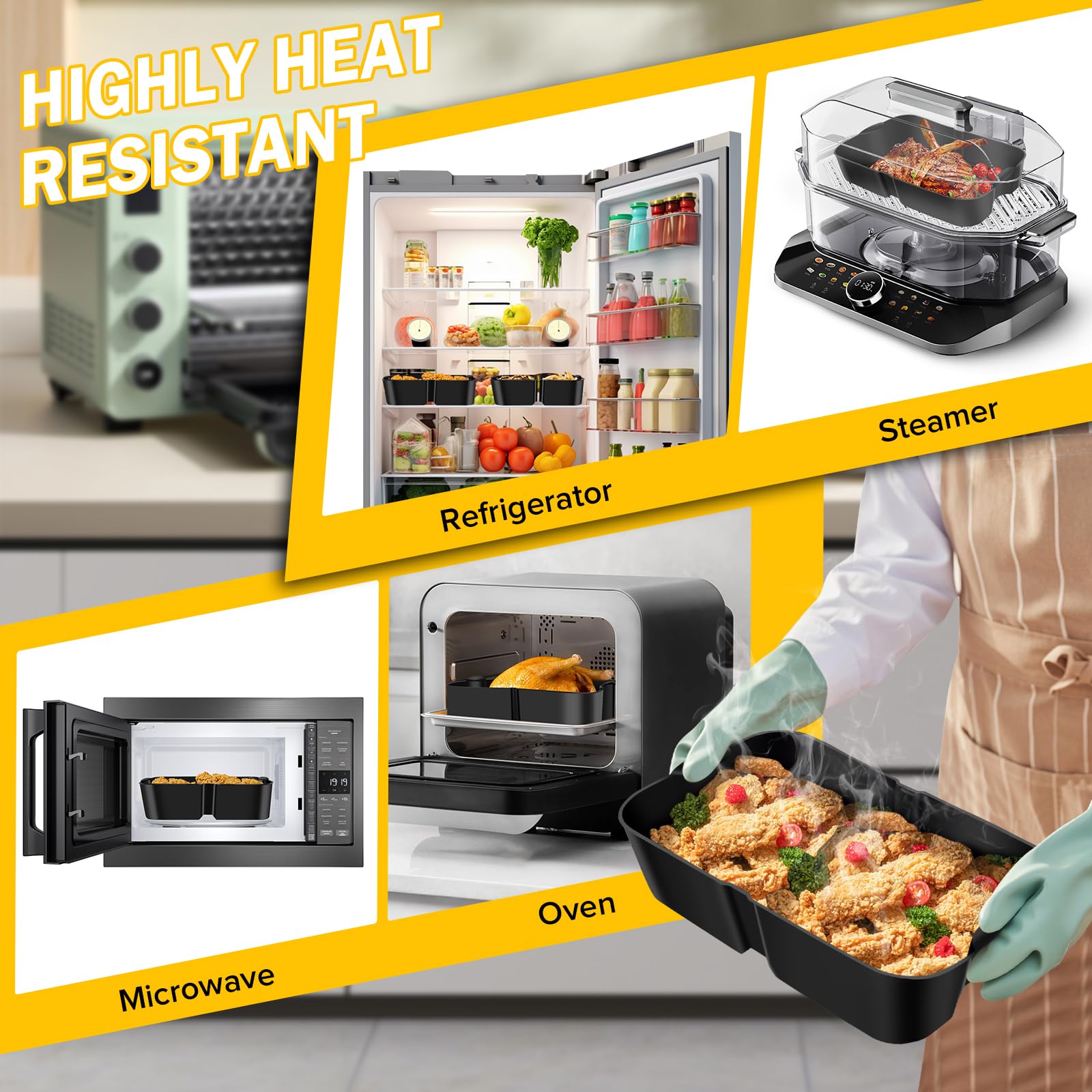 Fodere In Silicone Per Ninja AF500UK: Le Mie Alleate Per Cucinare Senza Stress! Set Da 3 (5,2L + 5,2L + 10,4L) Per La Flexi AF500, Accessori Riutilizzabili Antiaderenti Per Friggitrice Ad Aria. Più Spazio, Più Gusto, Meno Pulizia!