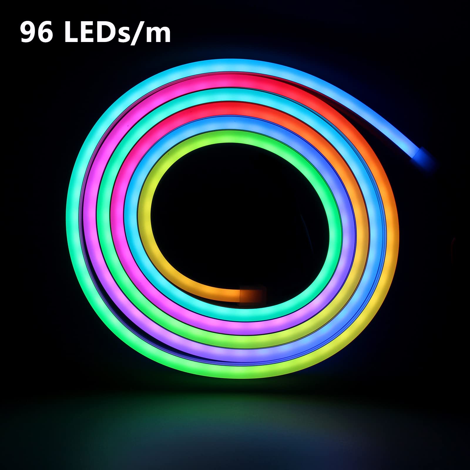 LED Neon Light RGB Flexible LED Neno Strip,96LEDs(IC)/M Waterproof Silicone LED Neon Light +Controller,for Home DIY Holiday Festival/Outdoor Indoor Decoration (5V2M) - Image 3