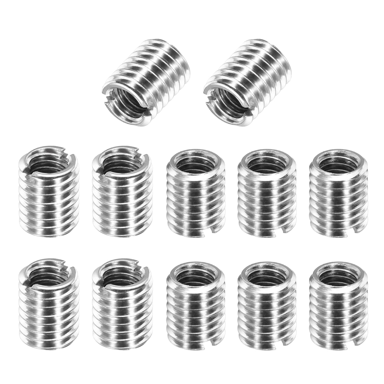 sourcing map 12Pcs 316 Stainless Steel Thread Reducing Nuts, M8x1.25 Male to M6x1 Female 10mm Long Metric Repairing Insert Nut Screw Threaded Adapters Sleeve Reducer Conversion Fastener