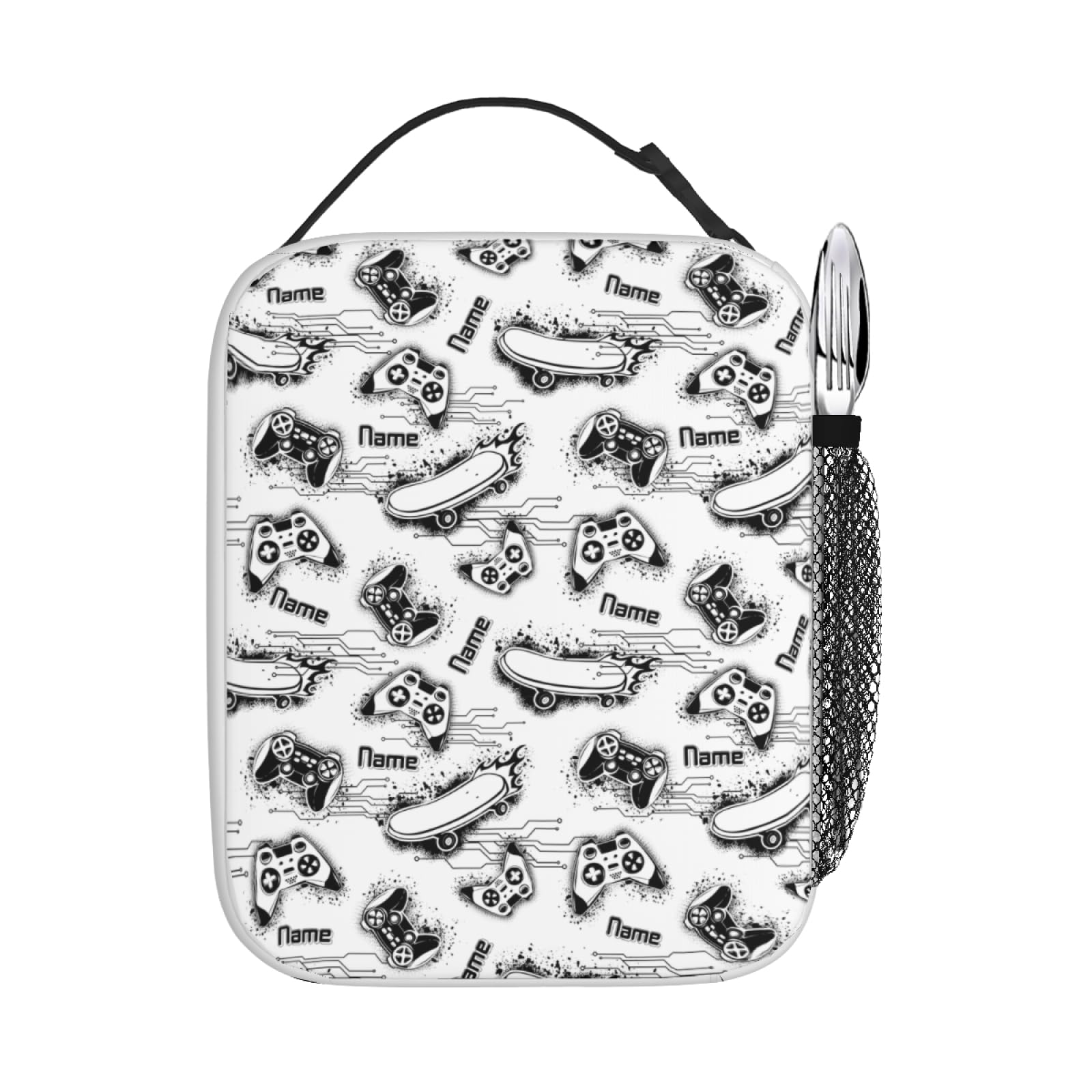 Personalizzata Zaino scuola elementare bambina ragazzo Personalizzate Motivo Gamepad con Nome per school bag Scuola 3 Pezzi zainetto asilo bambino con borsa termica e Astuccio zaini media superiore