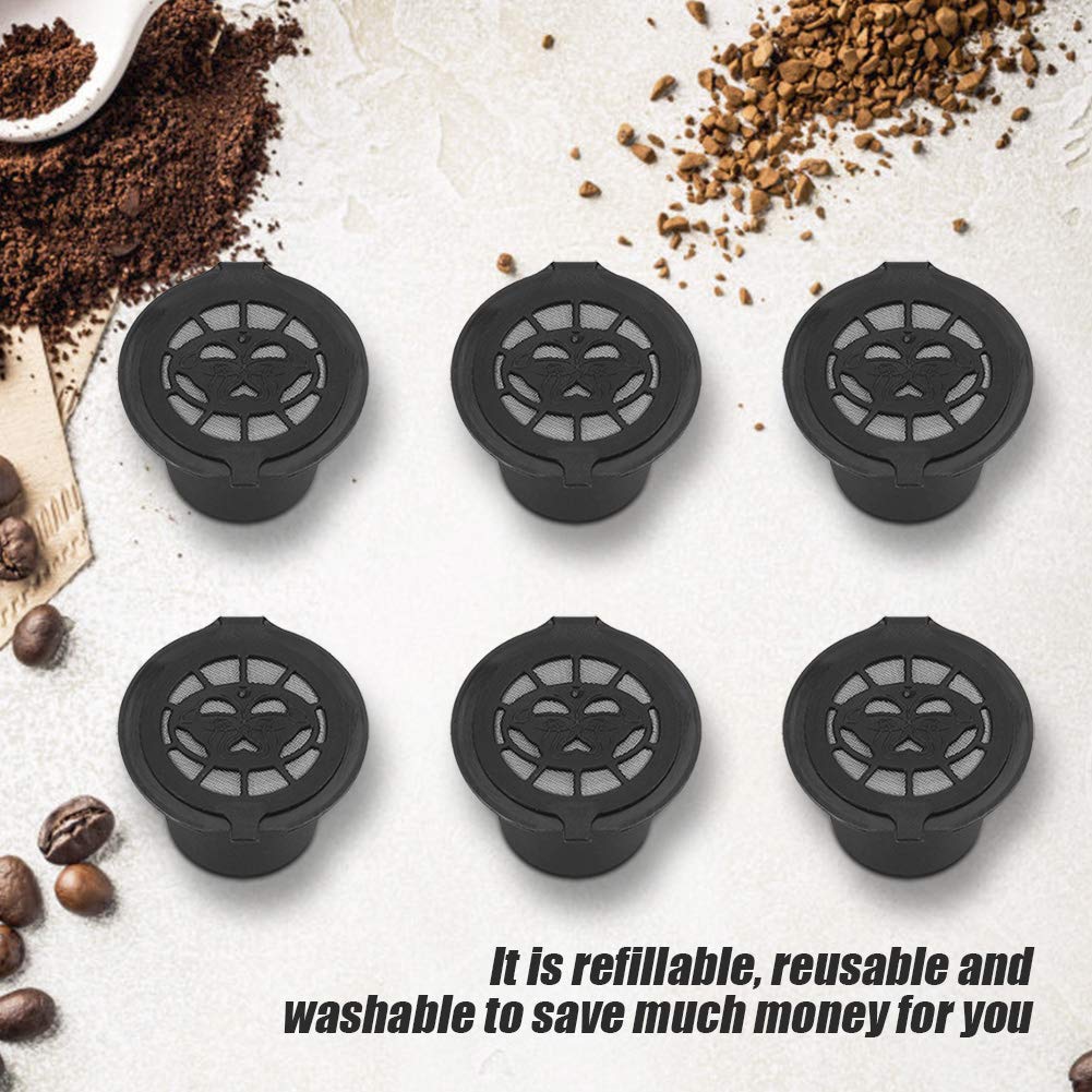 QANYEGN 6Pcs Reusable K Cup Coffee Pod Filters, Plastic and Stainless Steel Coffee Capsule Filters Baskets Replacement, Coffee Pod Capsules for Home, Kitchen Use