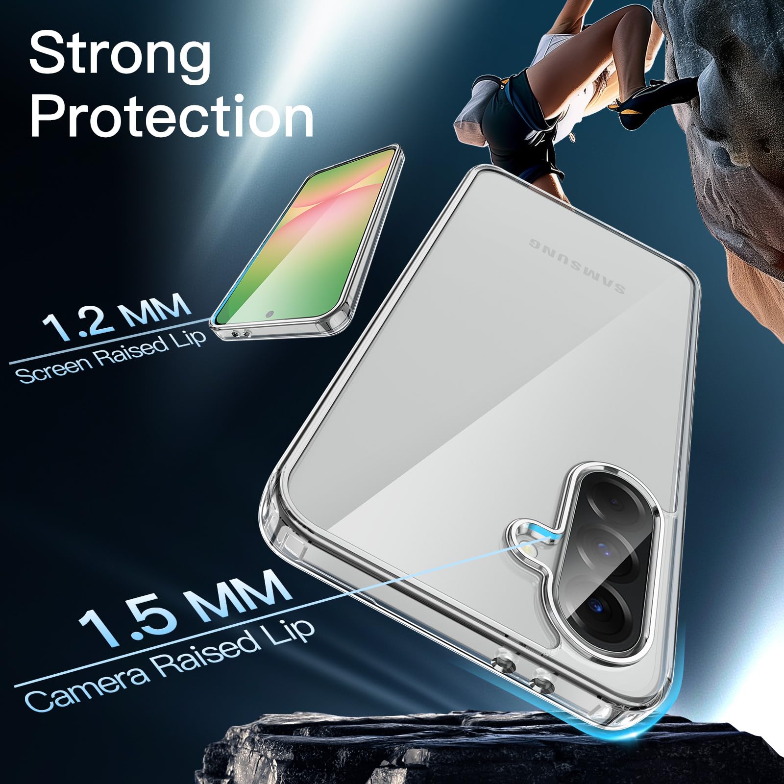 JETech Cover per Samsung Galaxy A56 5G, Anti Ingiallimento Antiurto Paraurti Protettiva Cellulare Custodia, Antigraffio Retro Rigido in PC (Trasparente)