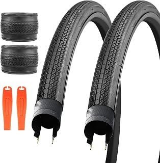 BALINGE Road Bike Tire 1/2 Pack 700 * 28C/32C/35C Bike Folding Replacement Tire for Bicycle, Wear-Resistant，1/2 Pack，Black，1/2 Tires 2 levers