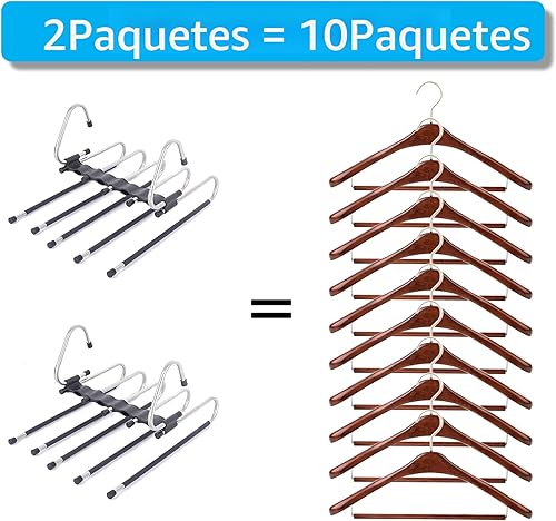 Miniatura 7 de Perchas mágicas para pantalones que ahorran espacio, paquete de 2 para armario, múltiples capas, multifuncional, organizador para pantalones