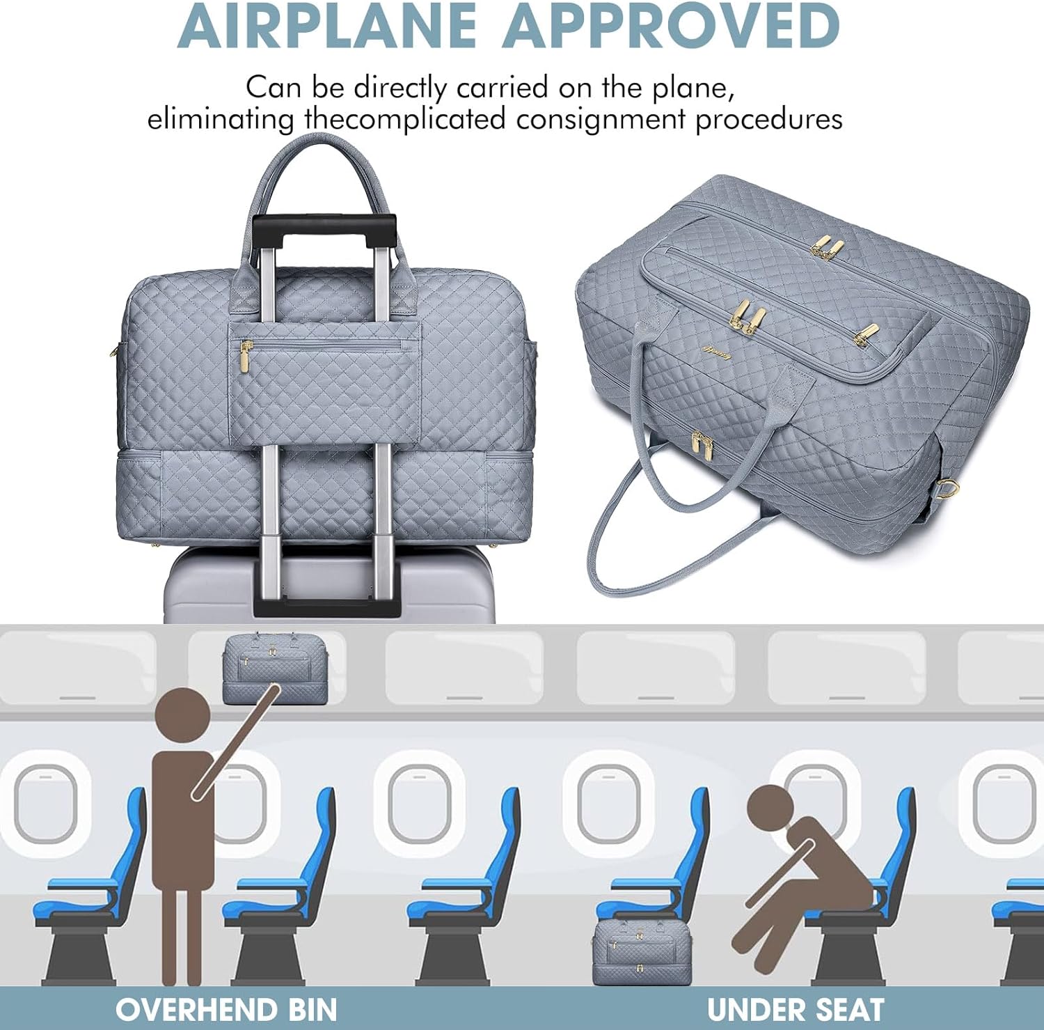 Large Women Travel Duffle Bag, Weekender Bags for Women with Shoe Compartment, Carry on Overnight Bag with Toiletry Bag, Gym Duffel Bag with Wet Pocket, Hospital Bags for Labor and Delivery - Image 5