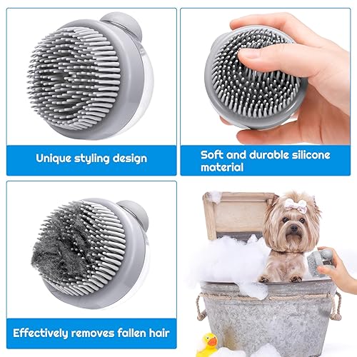 Miniatura 3 de 2 cepillos de masaje para ducha de mascotas, cepillo multifuncional para ducha de mascotas, cepillo dispensador de champú para ducha de perros y