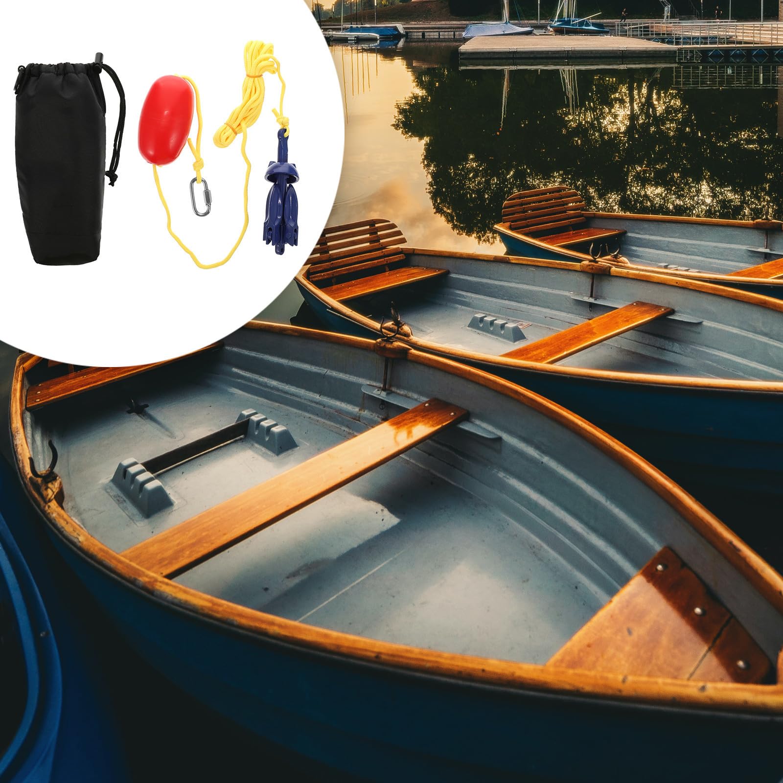 Levemolo Juego de 1 Set de Anclas Plegables de Aleación de Aluminio para Kayak y Balsa, Portátil y Fácil de Transportar Cuerda y Gancho de Resorte