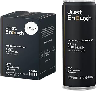 Wines Brut Bubbles Alcohol Removed | Non-Alcoholic Sparkling Wine, 4 Pack Cans | Central Coast California, Gluten-Free, Vegan, Low Calorie