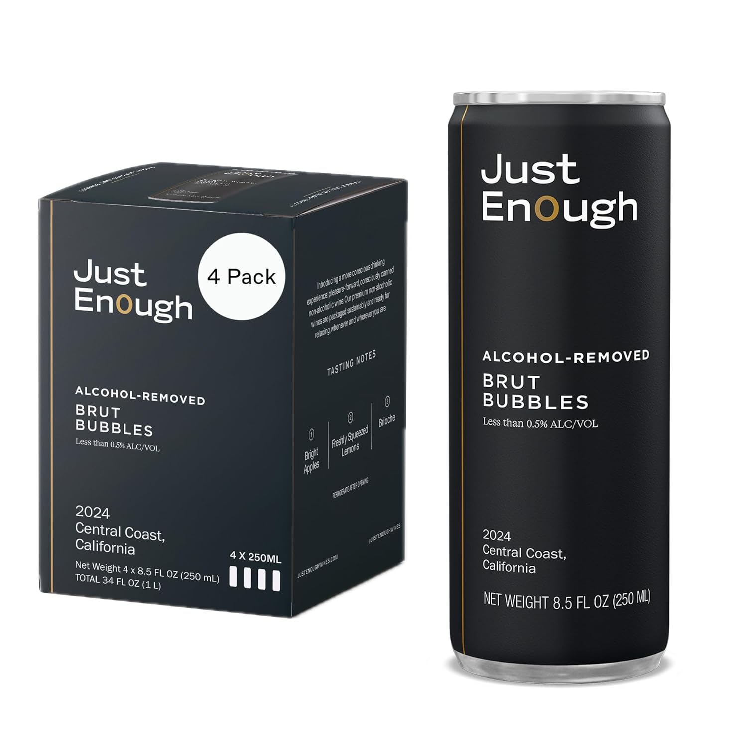 Just Enough Wines Pinot Noir Alcohol Removed | Non-Alcoholic Red Wine, 6 Pack Cans | Central Coast California, Low Calorie, Gluten-Free, Vegan, Sustainably Made