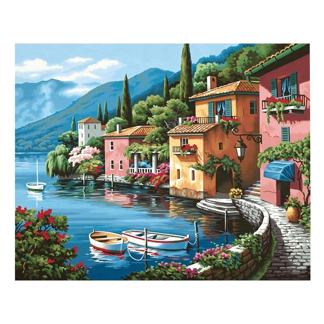 Jakener Seaside City Cross Stitch Kits for Adults Beginners - Scenery Embroidery Kits for Adults Beginners,11CT Counted Embroidery Needlepoint Kits DIY Home Decor 12x16 Inch