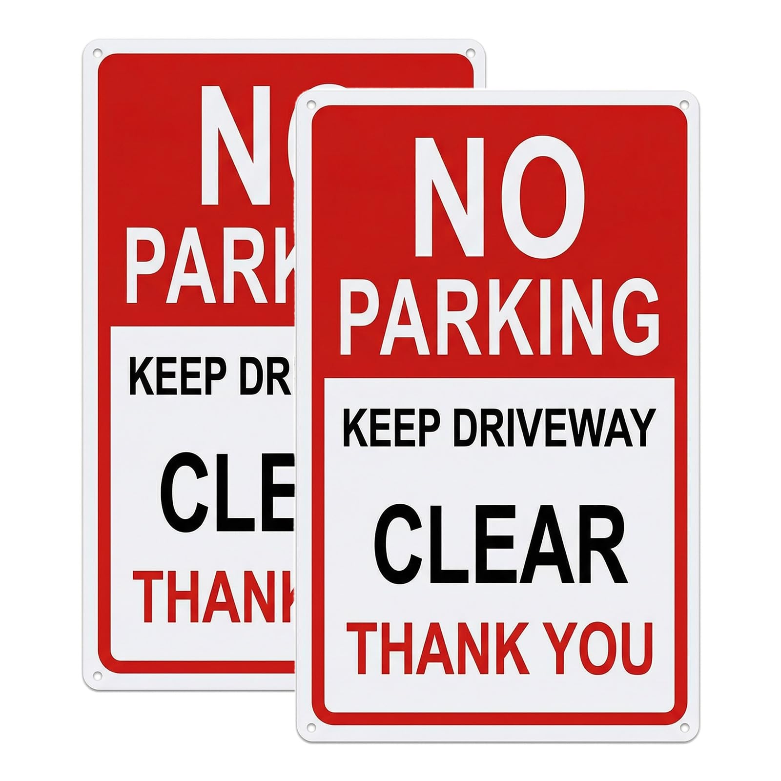 BMYUK No Parking Signs Outdoor 2 Pack Aluminum Reflective Keep Driveway Clear Sign UV Protected Warning Safety Signs for Gate Yard Pre-Drilled Holes Easy