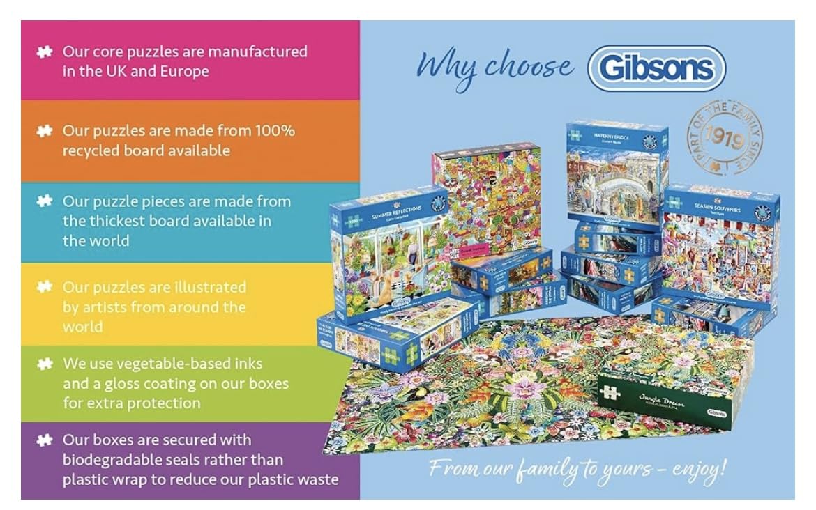 Puzzle Gibsons 500 Pezzi Per Adulti - Auto Classiche A Matlock Bath - Sostenibile E Riciclato