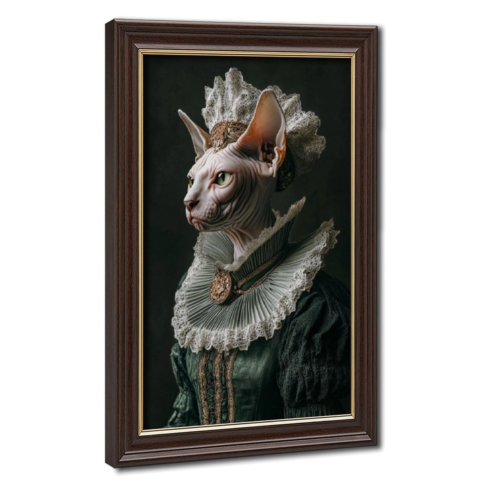 Pyberon Mokume Gane Frame-Style Sphinx Cat In Clothes Canvas Poster For Office Decor Gift