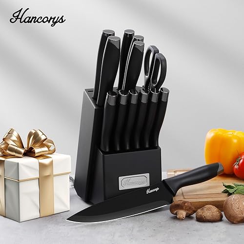 Vista 7 de Juego de cuchillos para cocina con bloque, juego de cuchillos de chef de 15 piezas con autoafilado, cuchillas de revestimiento de cerámica