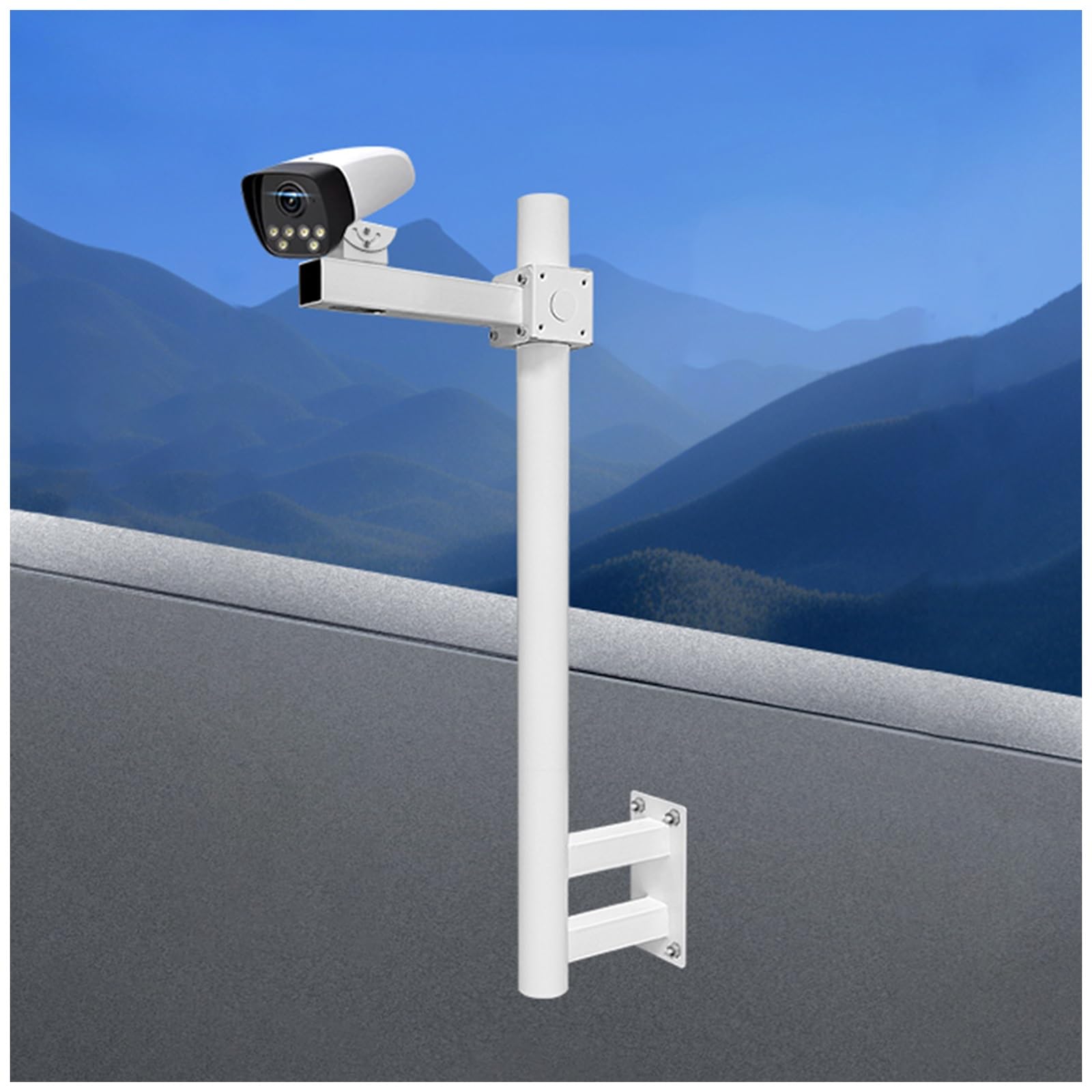 Support de caméra de surveillance extérieure universel blanc pour poteau
