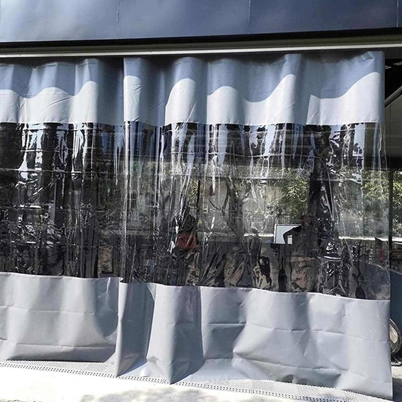 VSHENG Outdoor Vinyl Curtain Clear Tarpaulin Waterproof Tarp for Gazebo Balcony(6'wx6'h(1.9 x1.9 m))