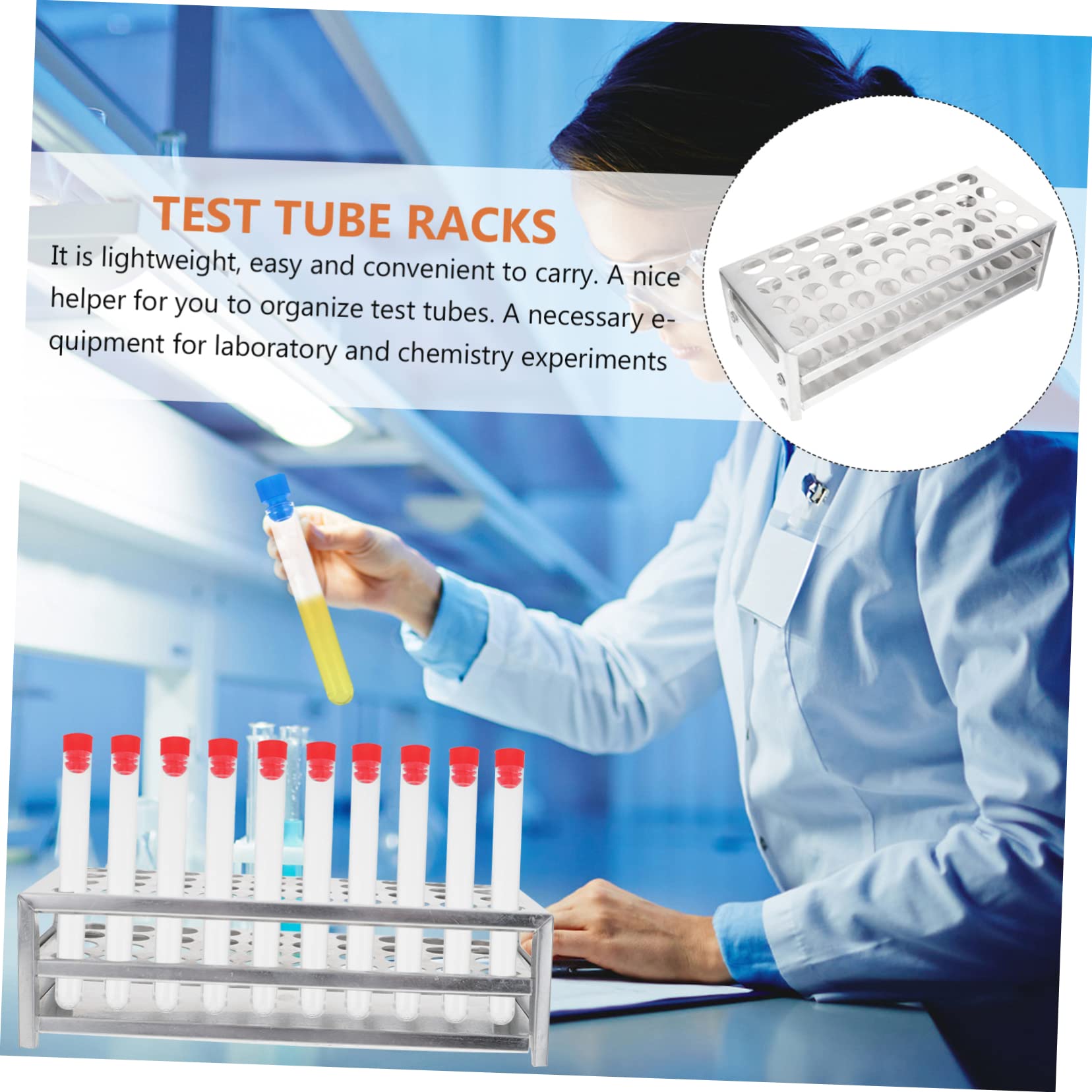 8 Pezzi Supporto Per Provette in Alluminio Con Cavalletto Porta Tubo Test Rack Per Fiale Per Provette Provetta In Piedi Supporto Per Supporto Del Tubo Di Prova Piccolo Silver